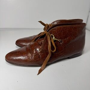 Russell & Bromley Brown Leather Ankle Boots 38.5 / 8 Italy Vintage Equestrian